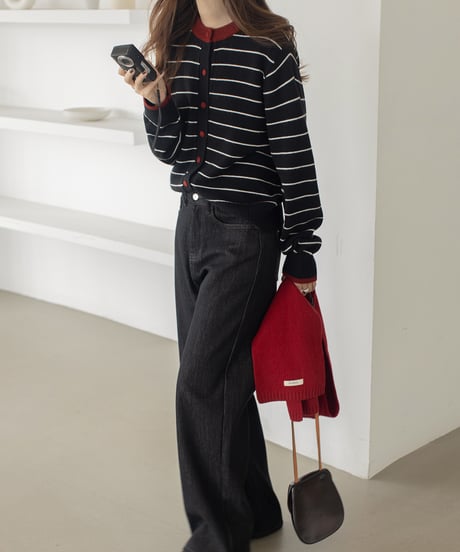 wool blend striped cardigan /3color　IR1569