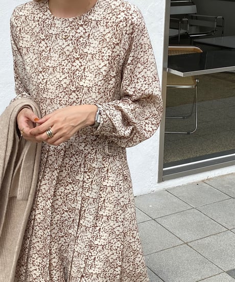 round neck floral pattern dress　　IR1473