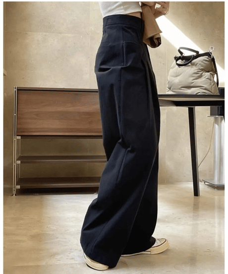 tucked wide leg pants /2color　　IR1531