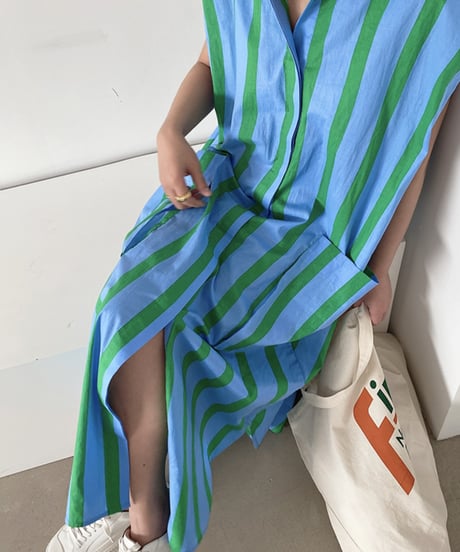 stripe shirt one-piece　　IR1352