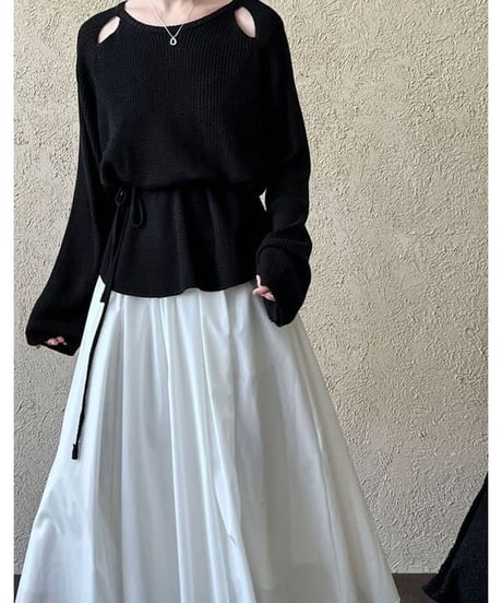 waist mark cutout knit pullover　　IR1457