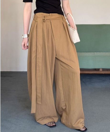 asymmetrical draped wide pants /3color　　IR1636