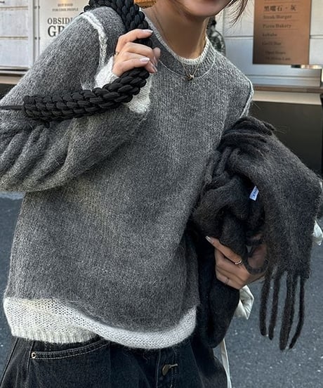 layered design knit tops /2color　　IR1506