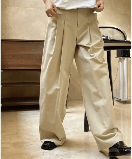tucked wide leg pants /2color　　IR1531