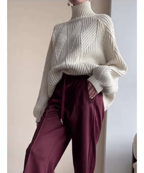 high neck diamond shape knit /2color　　IR1505