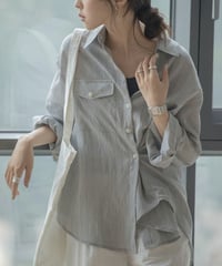 front accent striped 2way shirt　　IR1398