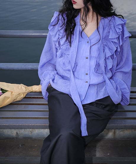 volume frill design blouse　　IR1436