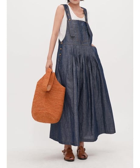 tuck denim jumper skirt　　IR1676
