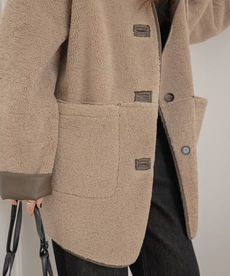leather boa reversible 2-way coat /2color　　IR1556
