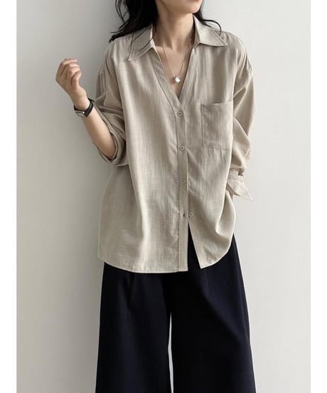 airy v-neck shirt /4color　IR1628