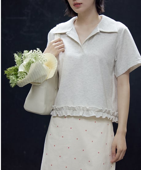 bottom frill polo shirt　　IR1443