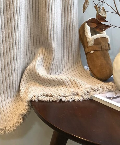 fringe hem rib knit dress　　IR1682