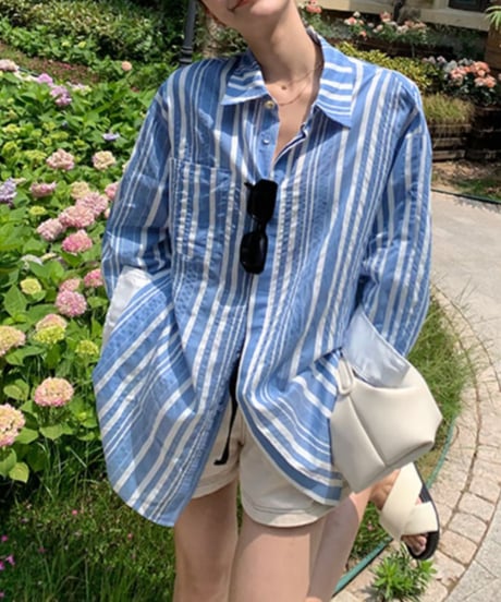 bi-color striped shirt　IR1404