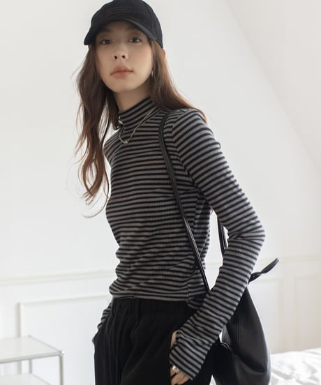 bottleneck border rib knit /2color　IR1587