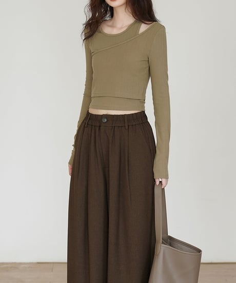 fake overlap slim cutsew /2color　　IR1589