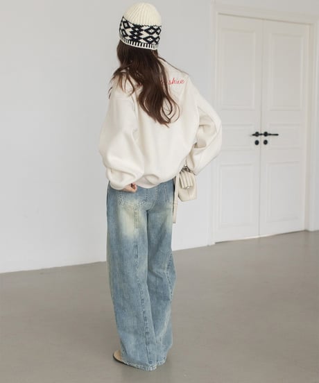 washed wide leg denim　　IR1588