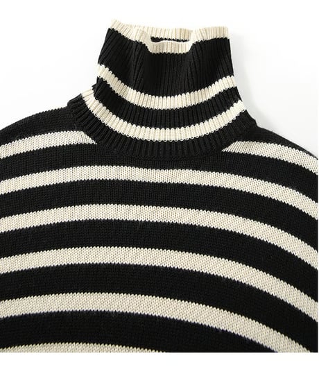 side slit border high neck knit　　IR1458