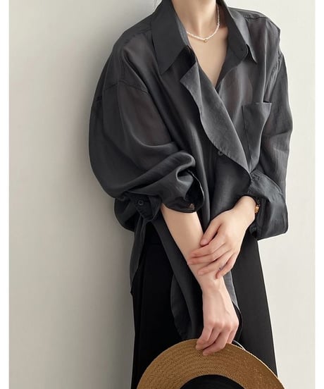 draped sheer big shirt /3color　　IR1609