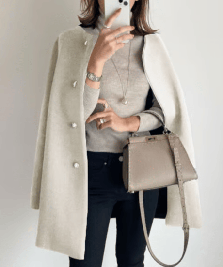 collarless medium coat /3color　　IR1529
