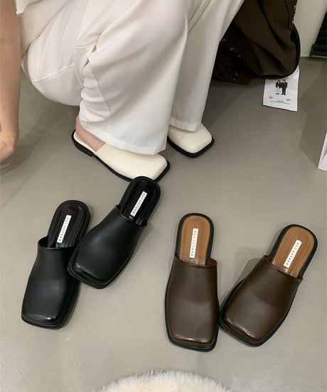 square toe flat sabot sandals　　IR1368