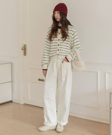 wool blend striped cardigan /3color　IR1569