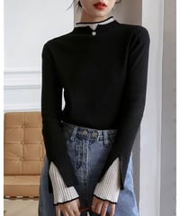 layered high neck ribbed knit /3color　　IR1601