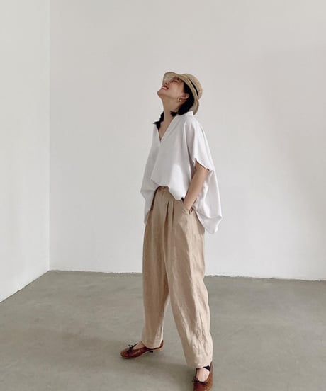 v neck loose shirt　　IR1351