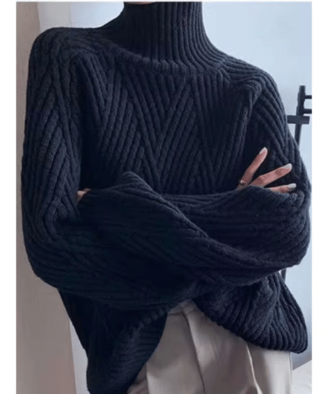 high neck diamond shape knit /2color　　IR1505