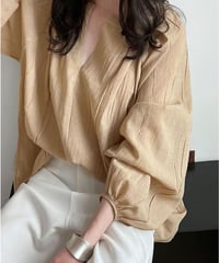 Tuck design volume sleeve blouse /2color　　IR1631