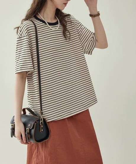 back slit border shirt　　IR1617