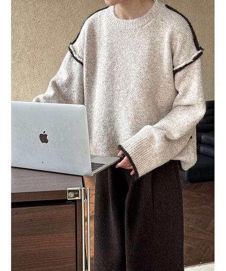 drop shoulder stitch knit　　IR1545