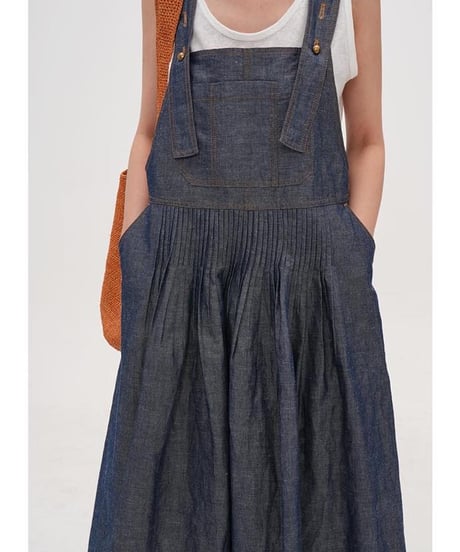 tuck denim jumper skirt　　IR1676