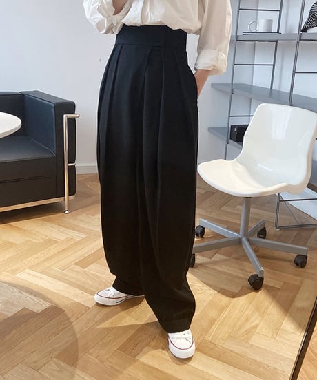 high waist tuck wide pants　　IR1471