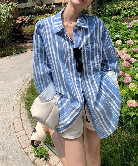 bi-color striped shirt　IR1404