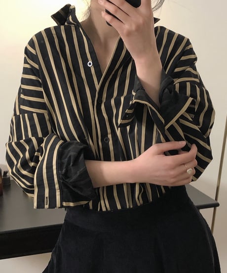 striped cotton shirt　　IR1485