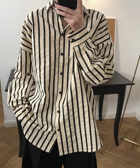striped cotton shirt　　IR1485