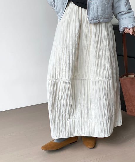 wrinkled flare long skirt /3color　　IR1551