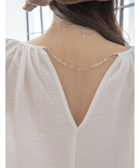 accent v-neck lantern sleeve blouse　　IR1419