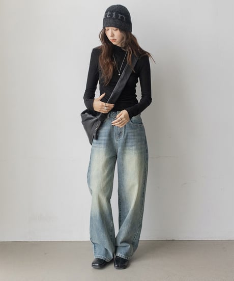 washed wide leg denim　　IR1588