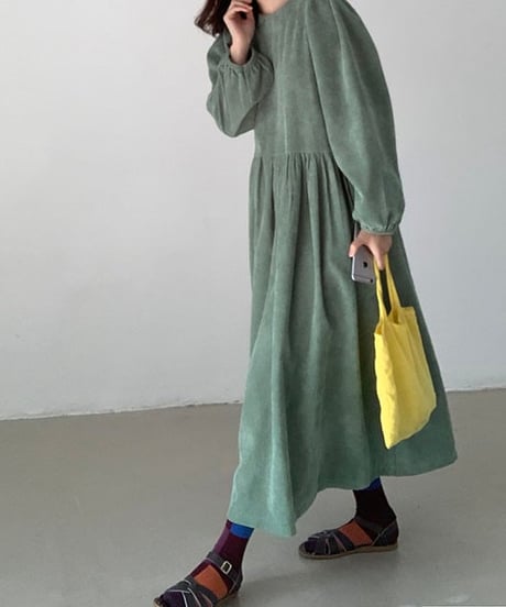 corduroy flare onepiece　　IR1662