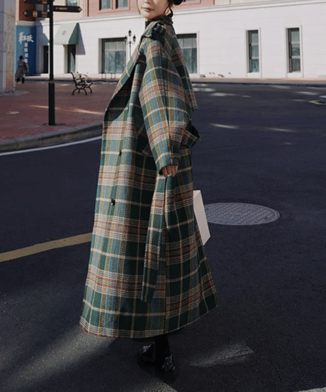 retro check trench coat　　IR1530