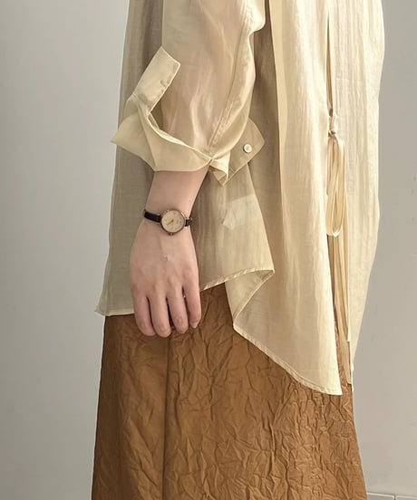 double ribbon back slit shirt /5color　　IR1667
