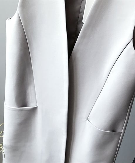 colorless long gilet vest /2color　　IR1599