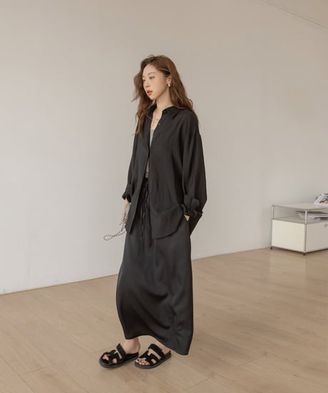 back slit sheer shirt　　IR1342