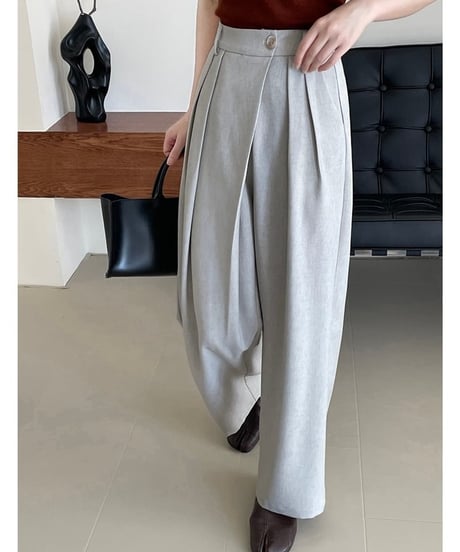 overlap tuck wide pants /2color　　IR1594