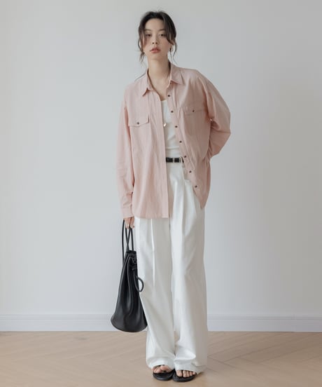 washed cotton feel loose drape pants　IR1381