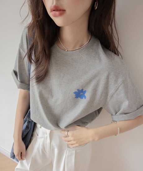 Flower pattern back print T-shirt　　IR1397