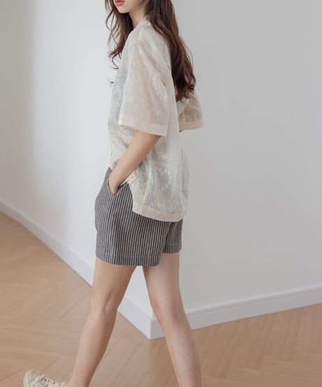 loose jacquard tencel shirt　　IR1445