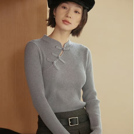 china button style rib knit　　IR1303