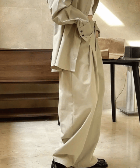 tucked wide leg pants /2color　　IR1531